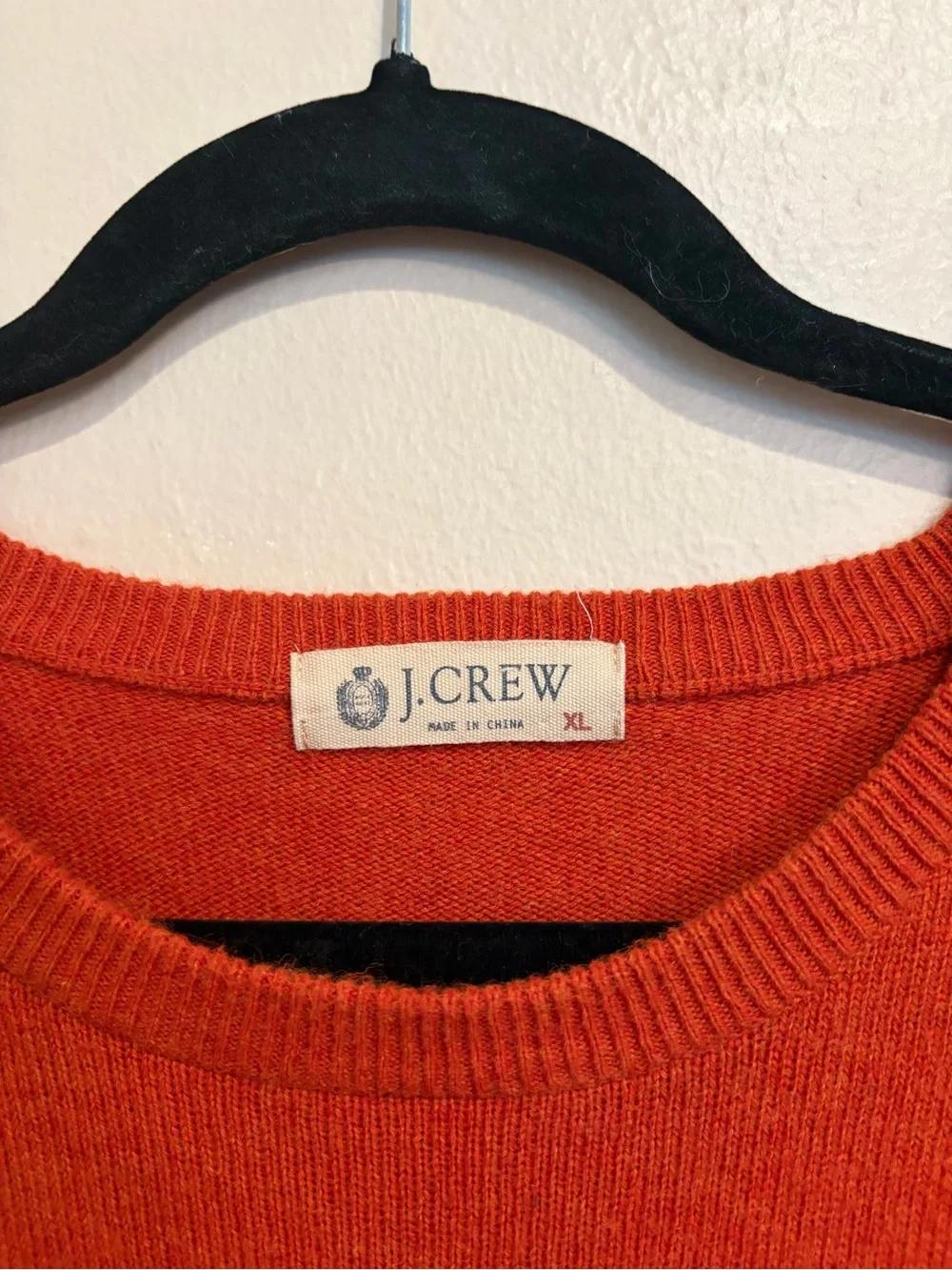 Vintage J. Crew Men’s Autumn Orange Crew Sweater, Big & Tall, Thanksgiving